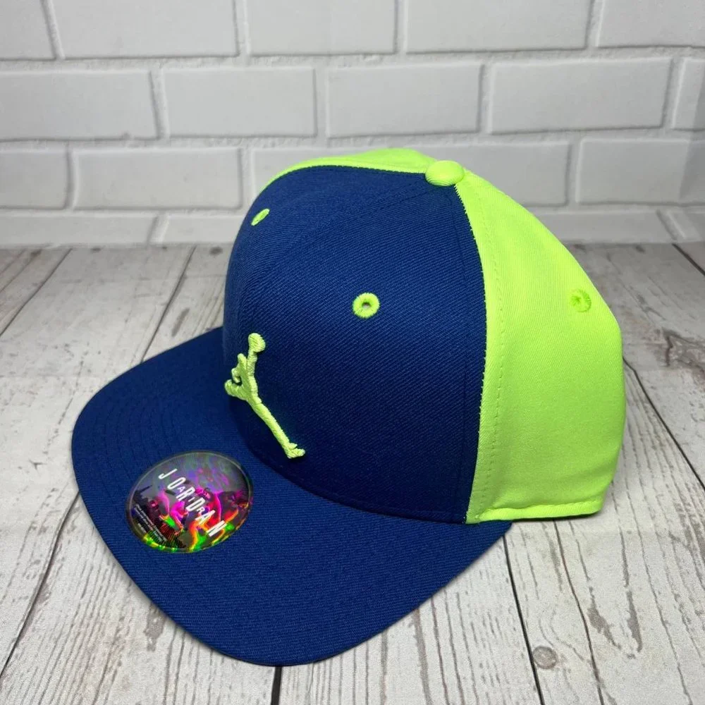 Air Jordan Blue and Lime Jumpman Hat Snapback Cap New Men‎
